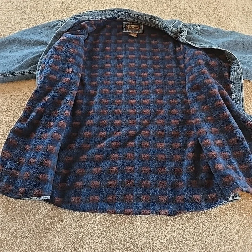 Levi's Strauss Denim Fleece-lined Shacket Jacket Men's Size L Button Up Trucker‎